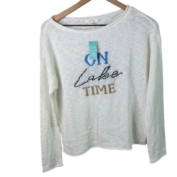 Maurices On Lake Time Cream & Blue Sweater - Picture 1 of 7